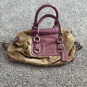 Coach Pink and Tan Satchel with Elegant Design